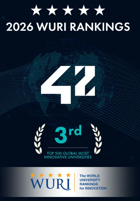 WURI 2026 ranks 42 as the world's 3rd most innovative higher education institution (out of 500 institutions).